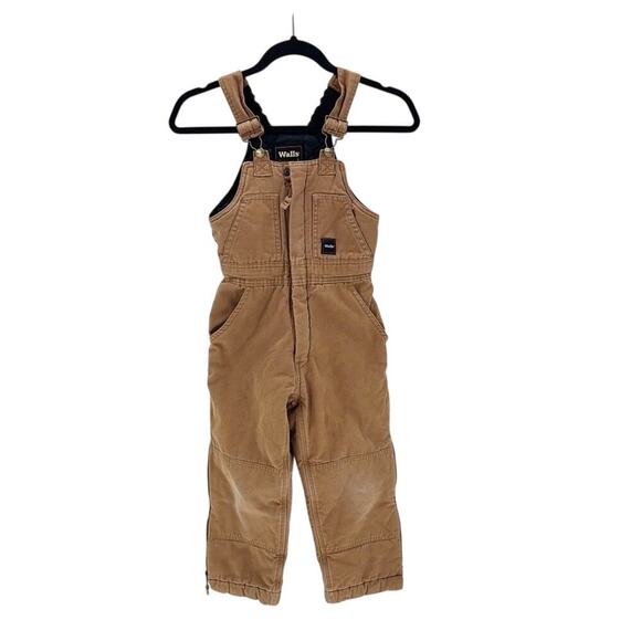 Walls Kidz Grow System Bib Overalls Youth size M Insulated Brown Canvas Hunting - Picture 1 of 6
